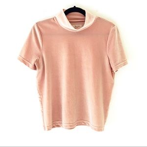 MADEWELL Nude Velvet Short Sleeve Mockneck Top